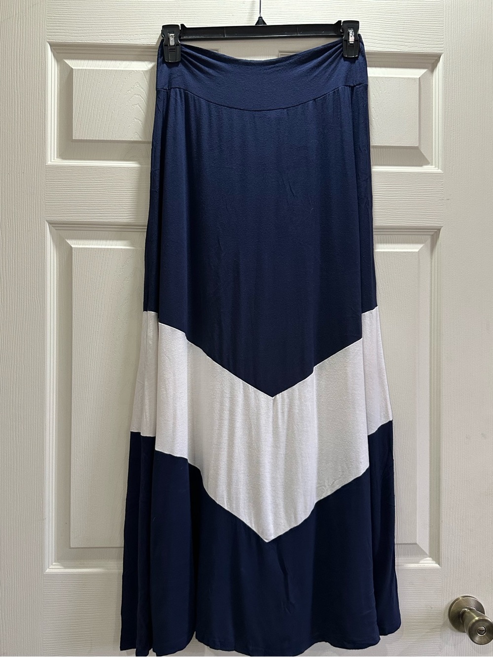 AGB Navy and White Chevron Maxi Skirt